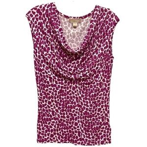 Michael Kors Womens Pink & White Animal Print Sleeveless Top, Size Small